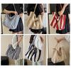 Striped large capacity canvas tote bag women's shoulder bag