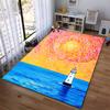 Colorful Lighthouse Sunset Design Carpet with Ocean and Sky Pattern Suitable for use as an anti-slip for living room bedroom sofas
