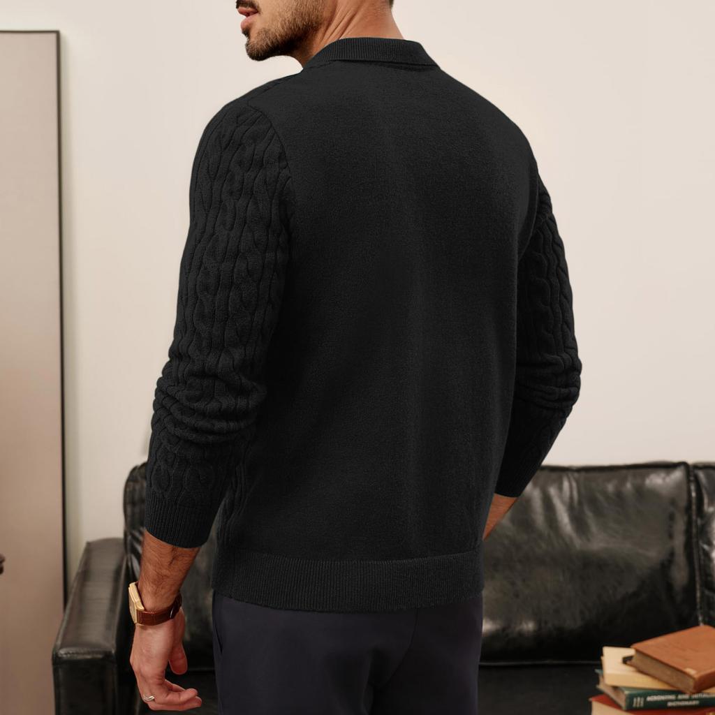 Men's Big Size Knitting Long Sleeves Twisted Flower Pullover Sweater