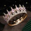 European Princess Queen Tiara Round Baroque Pageant Crowns Crystal Full Crown King Tiaras Bridal Wedding Hair Accessories