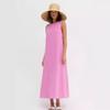 2024 Spring Women's Solid Color Cotton Linen A-line Tank Dress - French Loose Fit, Round Neck.