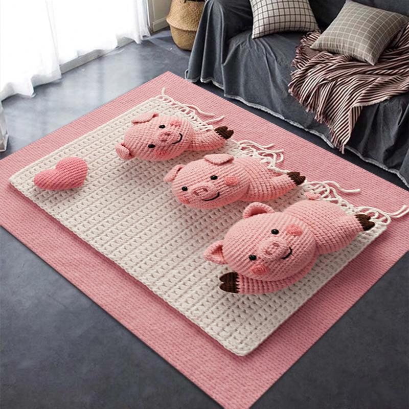 2025 New Cute pink pig Carpet Rug for Living Room Bedroom Home Sofa Decoration,Kids play Non-slip Floor Mat