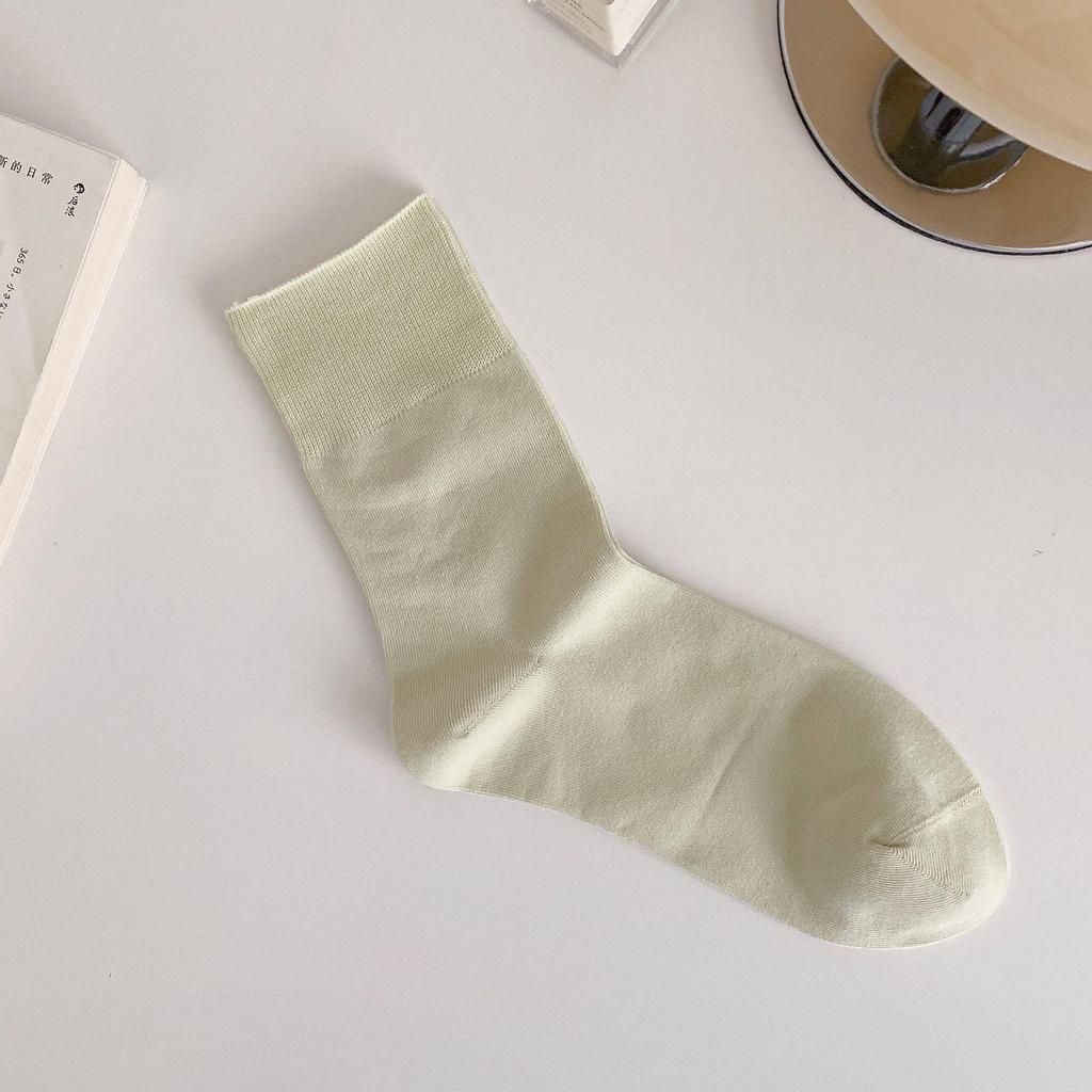 Women's Early Autumn Mid-Calf Seamless Slouch Socks - Japanese Combed Cotton, Solid Color, Postpartum-friendly