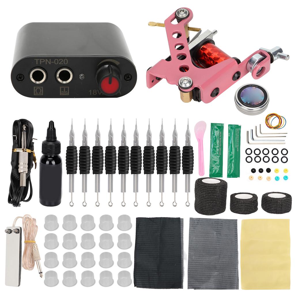 Complete Tattoo Machine Kit Tattoo Power Supply Practice Pigment Practice Skin Repair Cream Set