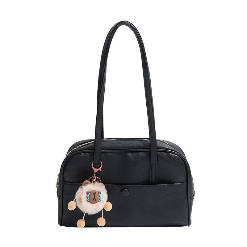 

Осенние и зимние сумки большой вместимости женские новые пригородные ретро универсальные сумки через плечо модные портативные сумки Boston no pendant чёрный