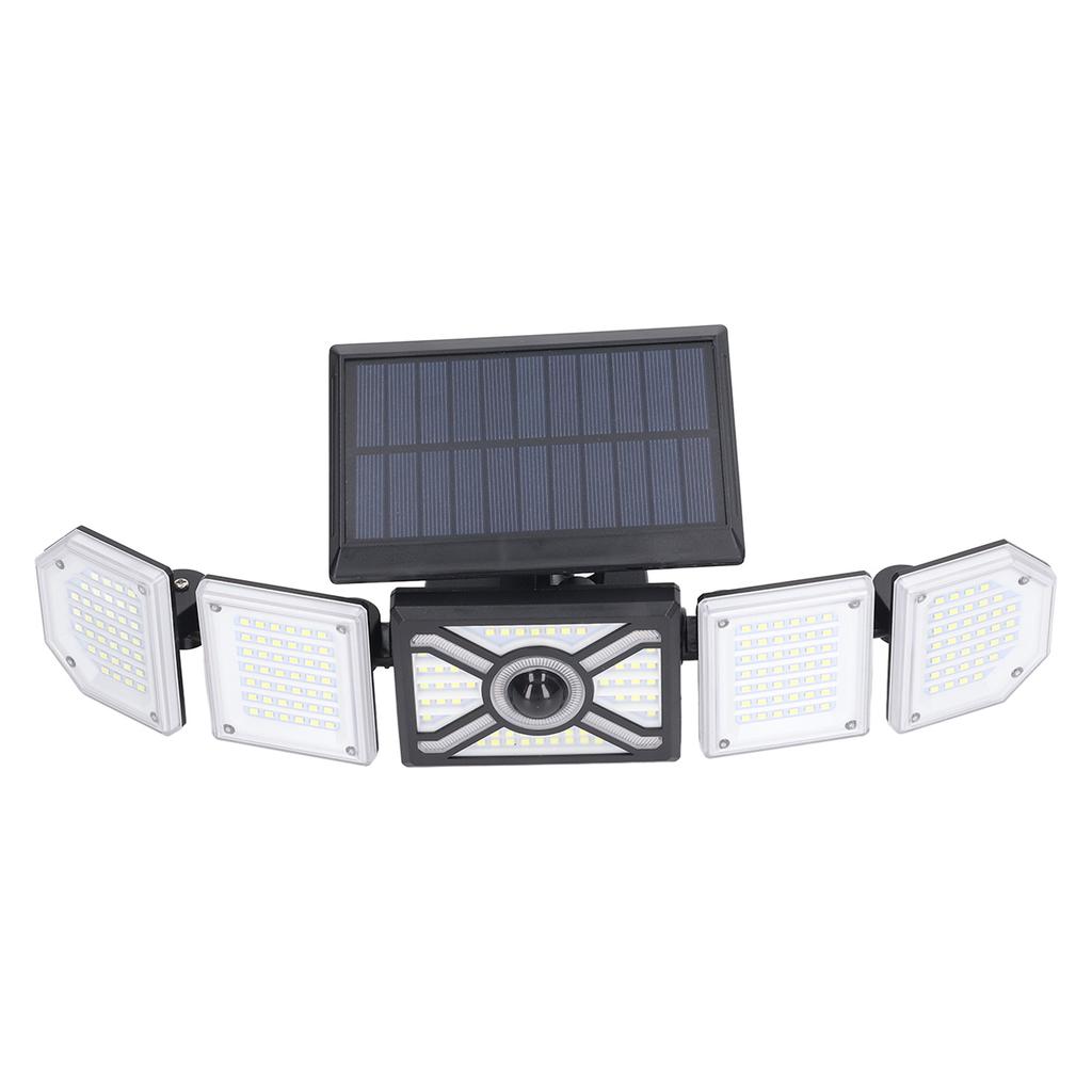 LED Solar Outdoor Street Light 5 Flexible Head IP65 Waterproof 3 Working Modes Remote Control Solar