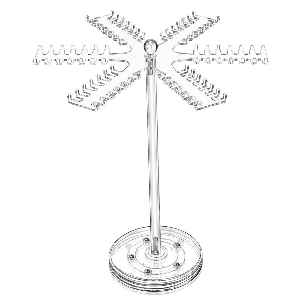 

Acrylic Necklace Holder 360 Degrees Rotatable Jewelry Display Stand with 84 Hooks Acrylic Jewelry Hanger for Chain Pendant прозорий
