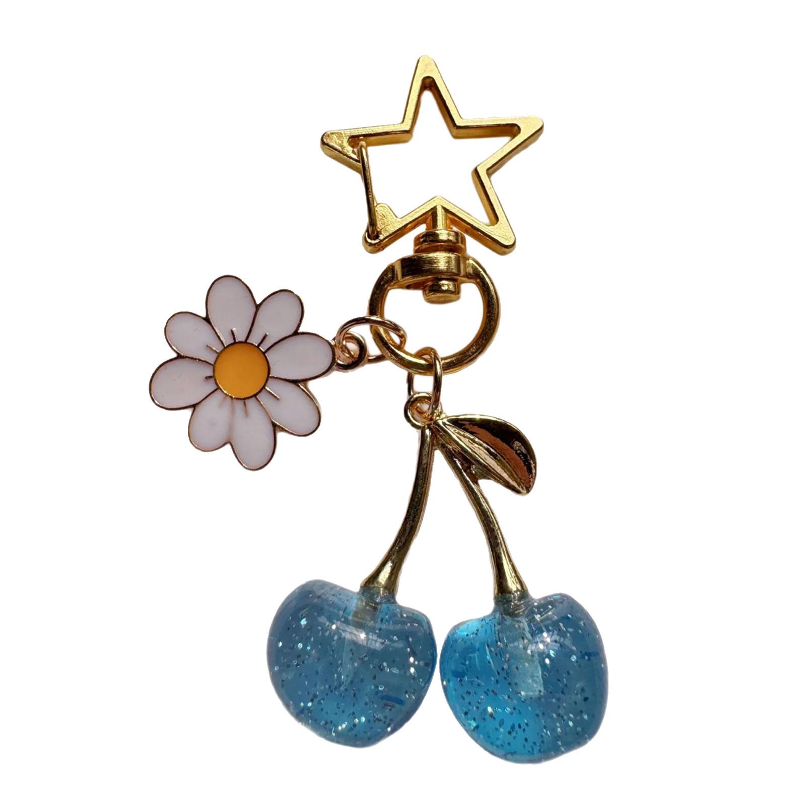 

Stylish Cherry and Flower Key Holder Fruit Shape Key Ring Handbag Embellishment for Fashionable Women and Teens 3