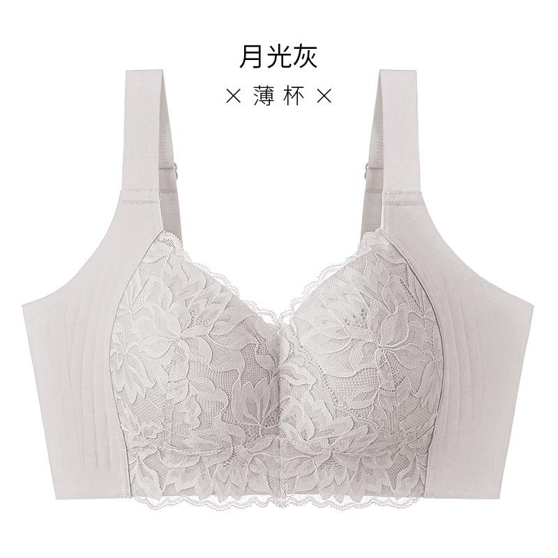 

Мягкое поддерживающее нижнее белье с желейными полосками, женское нижнее белье с большой грудью, маленькая полная чашка без стального кольца, противопровисающий бюстгальтер с регулировкой груди 75BC серый