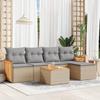 Vidaxl 6-Cz. Garden Furniture Set With Cushions, Beige, Poly Rattan