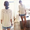Ladies Blouse Hollow T Shirts Tops Lace Tunic Top Shirt Freesize Chiffon