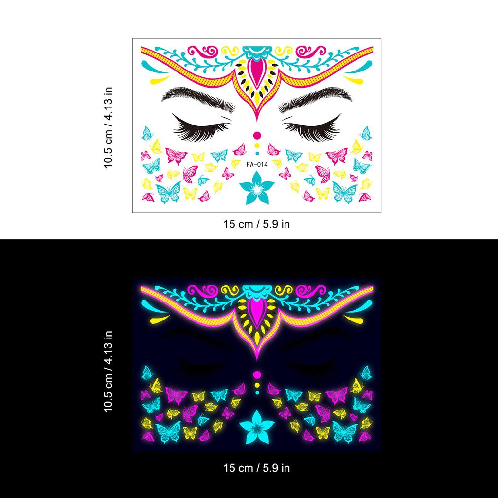 Music Festival Fluorescent Face Waterproof Nightclub Masquerade Neon Glow Tattoo Stickers