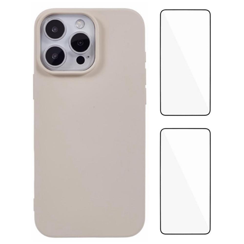 

WANLONFENG RB3 Series For iPhone 16 Pro Case with 2Pcs Screen Film Soft TPU Phone Back Cover (Big Lens Hole) White