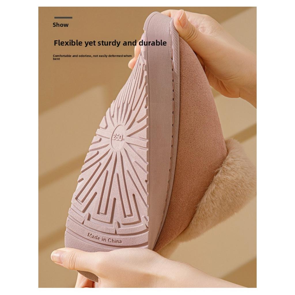 Cotton Slippers, Autumn and Winter Women's Home Bag, Postpartum Thick Soled Warm Couple with Fleece, Outdoor Snow Boots for Men