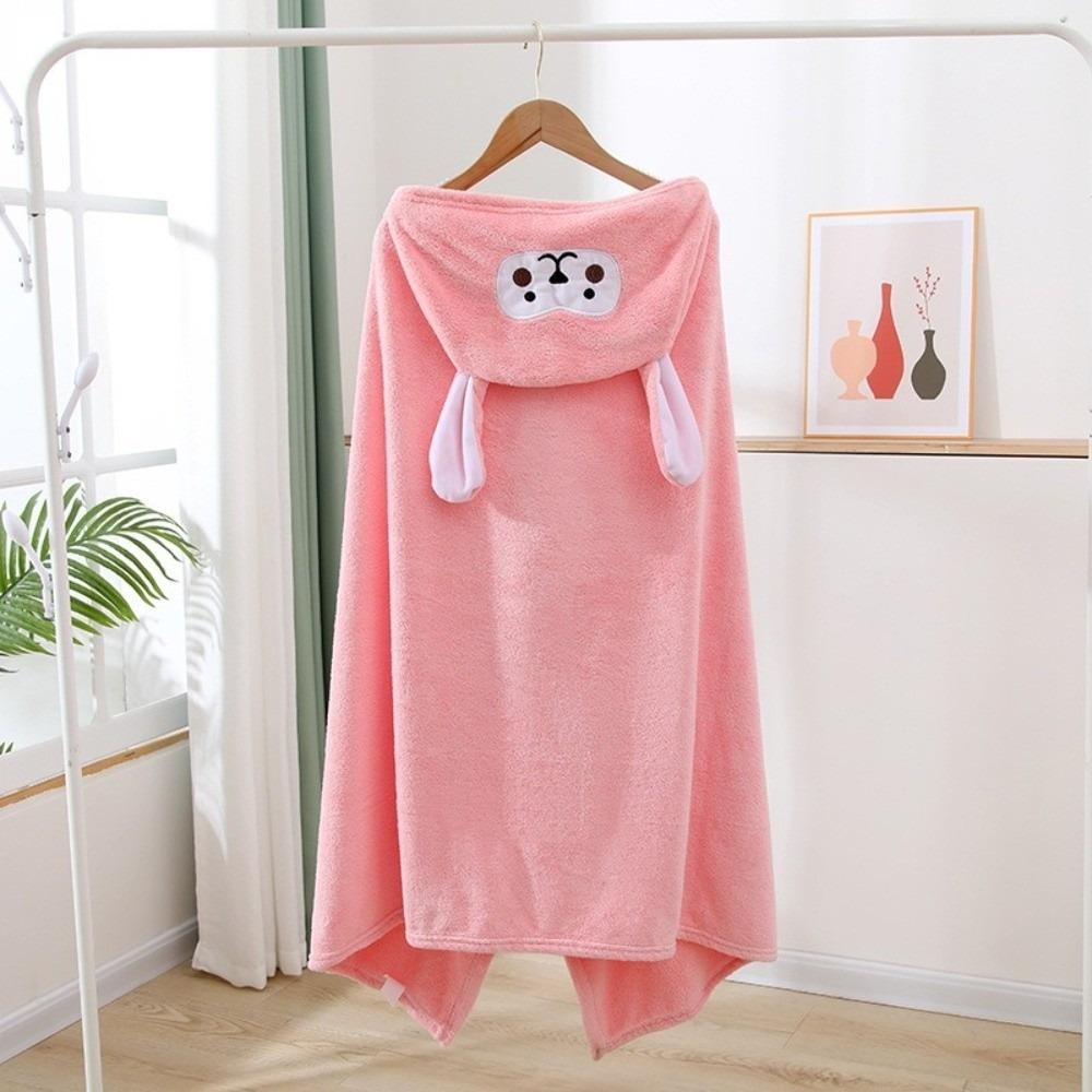 Cape Style Cartoon Cape Towel Coral Fleece Quick Dry Towel Soft Soft Bath Towel For Baby розовый