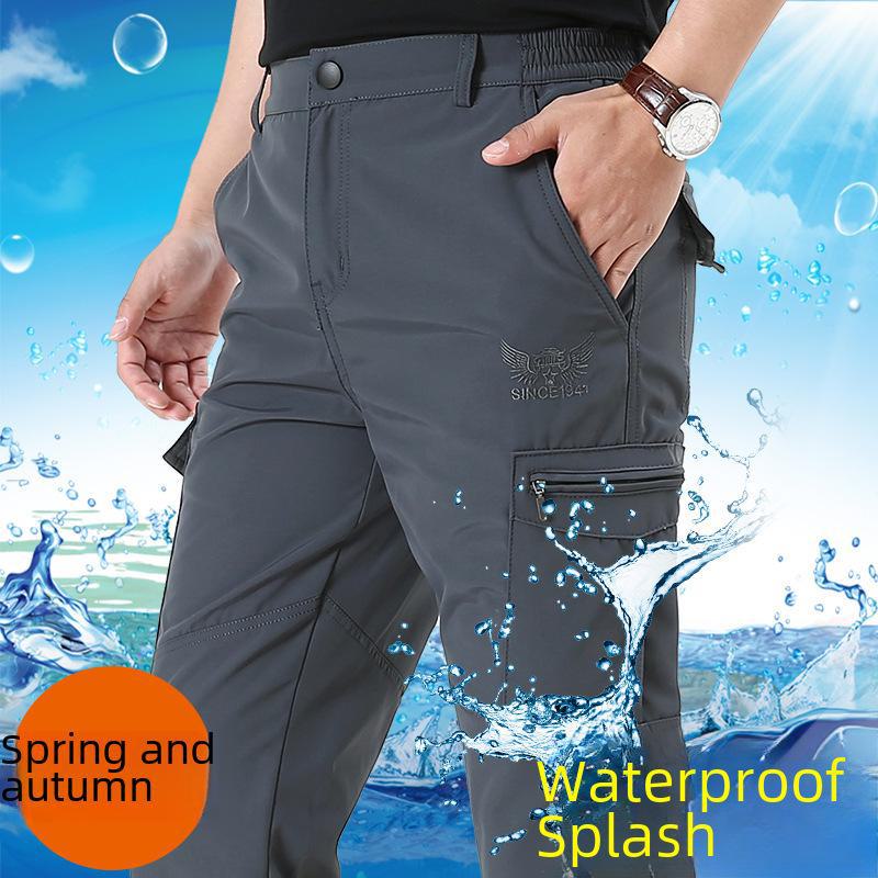 Men's Quick-Dry Outdoor Hiking Pants, Plus Velvet, Multi-Pocket, Loose Fit, Large Size, Autumn & Winter.