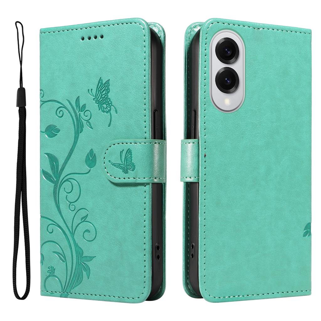 For Samsung Galaxy S25 Edge PU Leather Cases Flower Pattern Wallet Stand Phone Cover with Strap