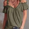 Baumwoll-Leinen Sommer-Tanktop mit Rüschenkragen für Damen Streetwear Freizeitkleidung