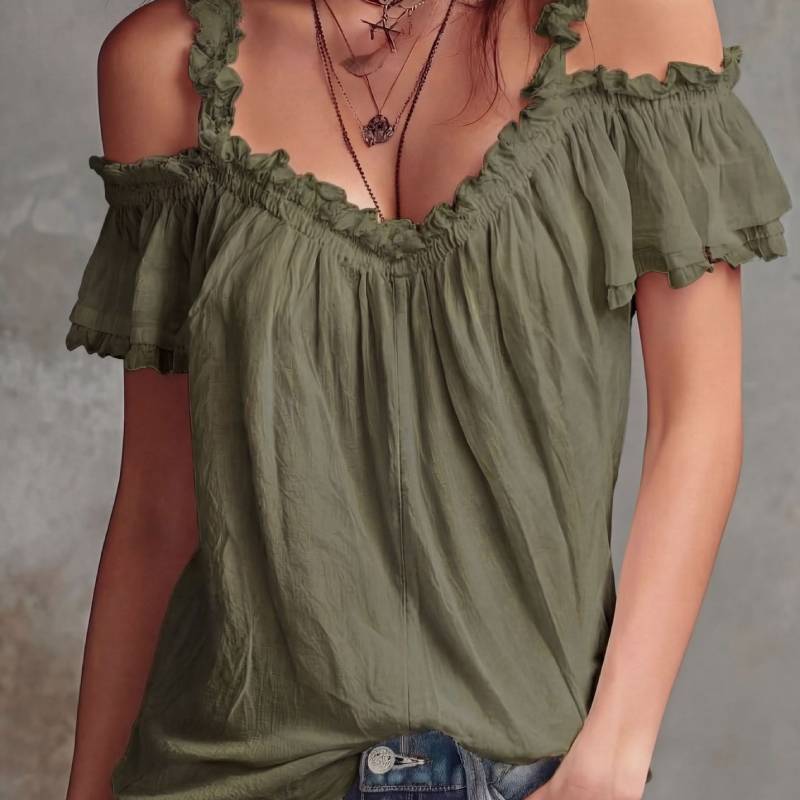 Baumwoll-Leinen Sommer-Tanktop mit Rüschenkragen für Damen Streetwear Freizeitkleidung