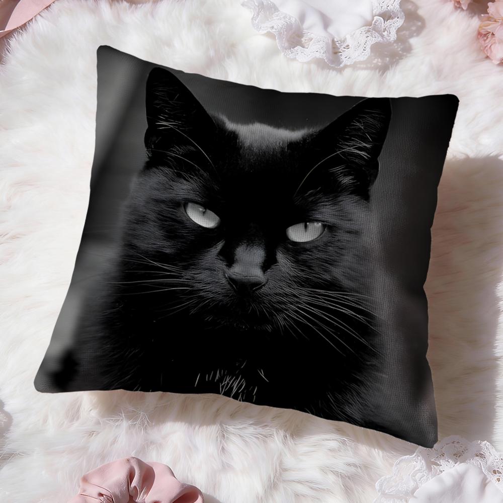 Popular Black Cat Cushion Cover Soft Washable Pillow Case Multi-Scene For Couch Bed Travel Office Use