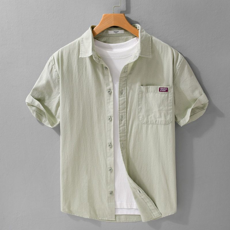 Summer Japan fashion Retro Short sleeve Shirts Men's Clothing 100% Cotton Washed Loose Casual Half Sleeve Shirt Artistic New