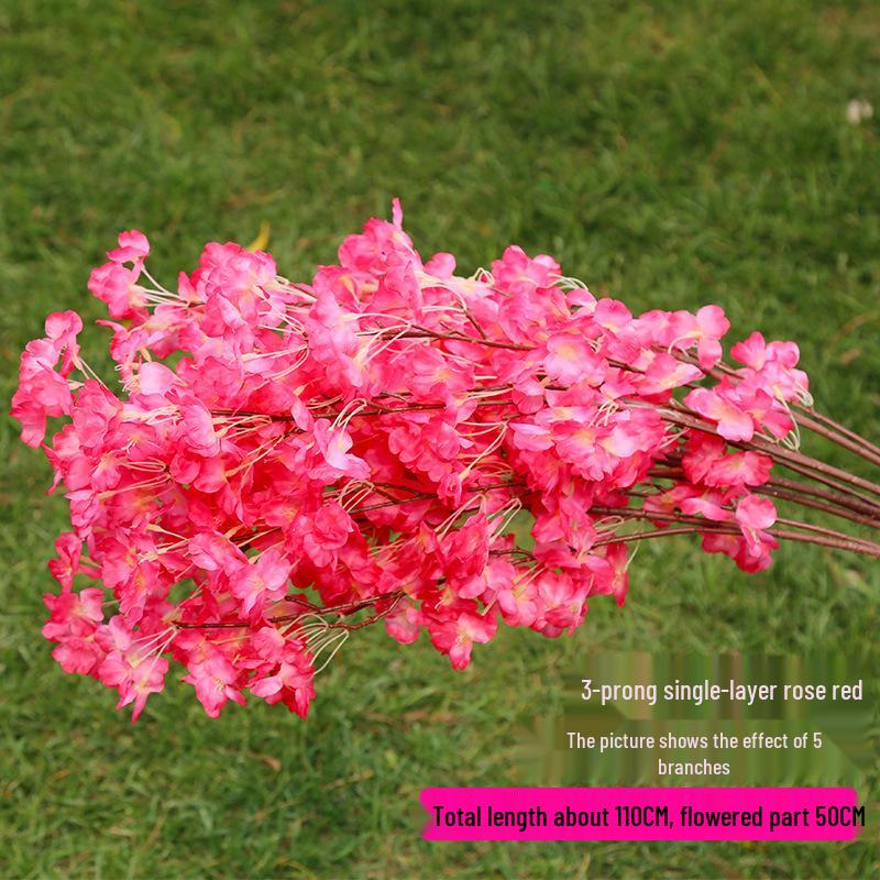 Silk Cherry Blossom Branch Artificial Vine: Floral Decoration for Weddings and Indoor Spaces