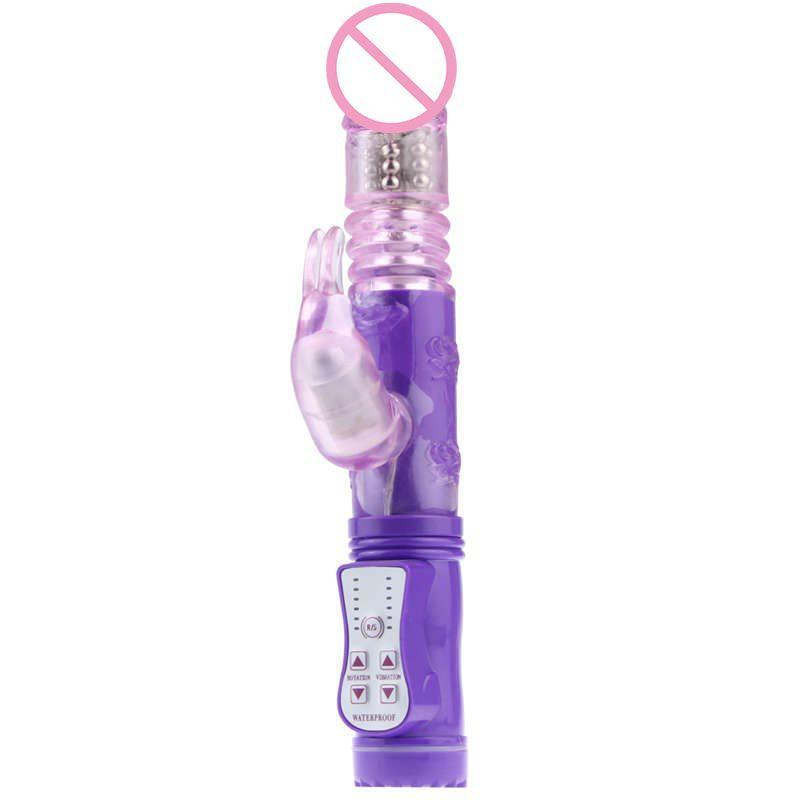 Rabbit Telescopic Adult Sex Toy Vibrator With Clit Stim For Female Pleasure
