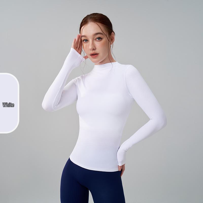 Autumn/Winter Versatile Round Neck Base Layer Sport Top - High Elasticity, Breathable Yoga Fitness Long Sleeve