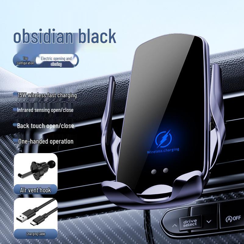 Wireless Auto-Clamping Car Phone Holder with Fast Charging and Smart Sensing for Air Vent Navigation.
