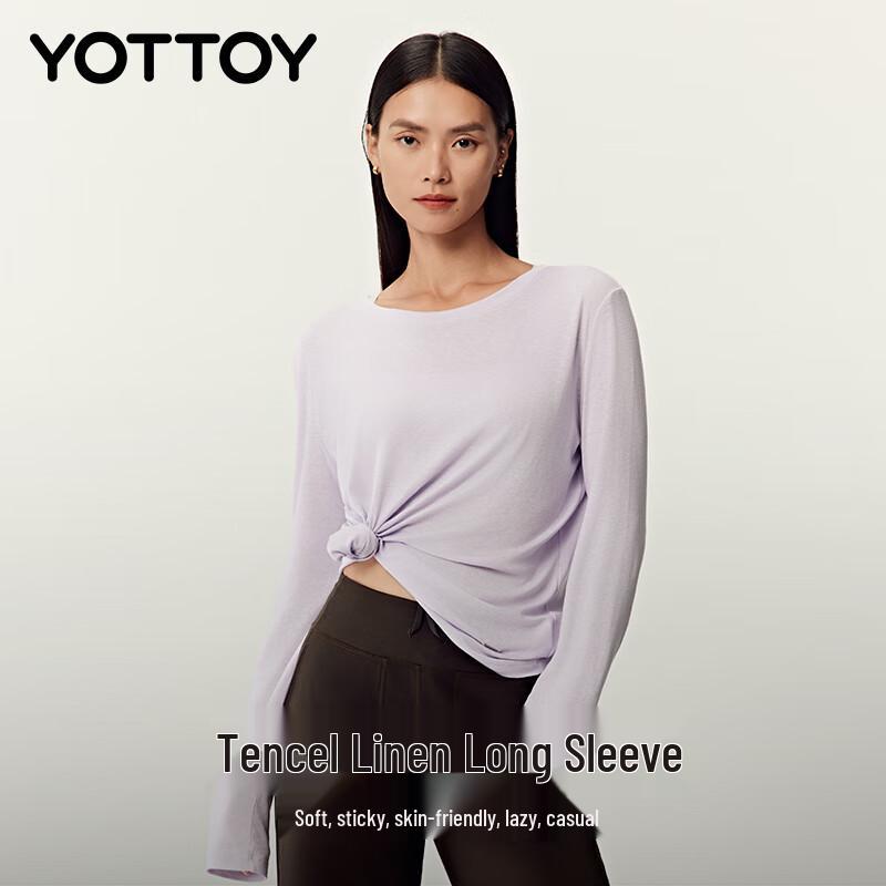 

Yottoy Топ для йоги из тенсела и льна, свободного кроя, с длинным рукавом M