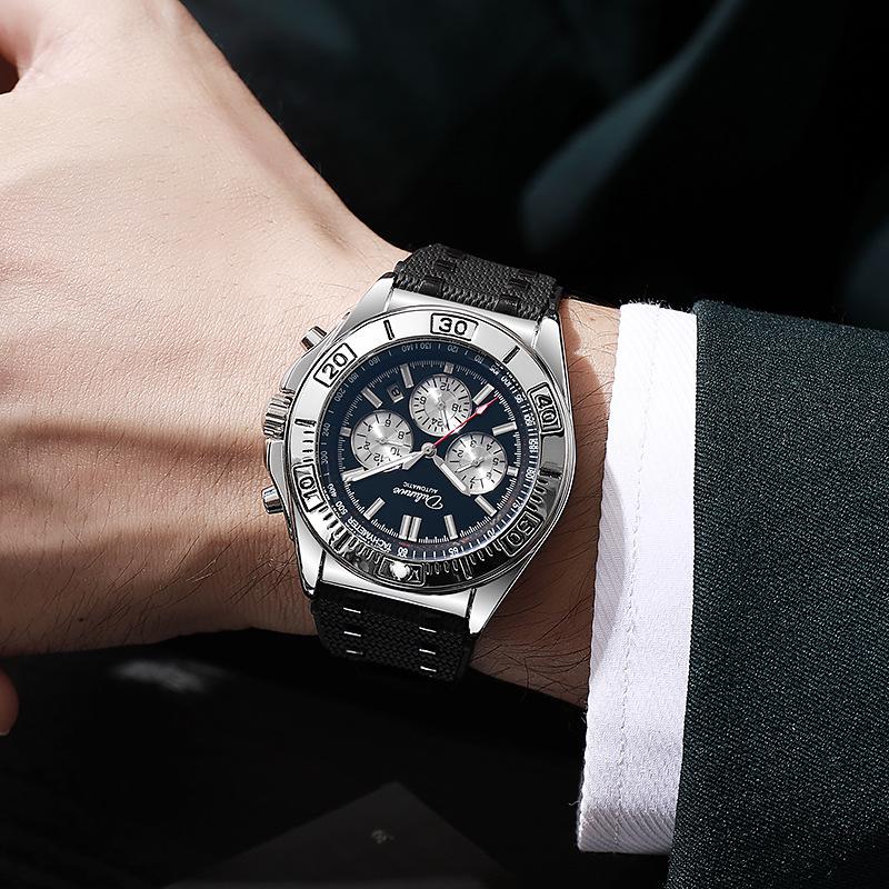 Durlunwei Men's 6-Hand Chronograph Mechanical Watch with Panda Dustproof Band