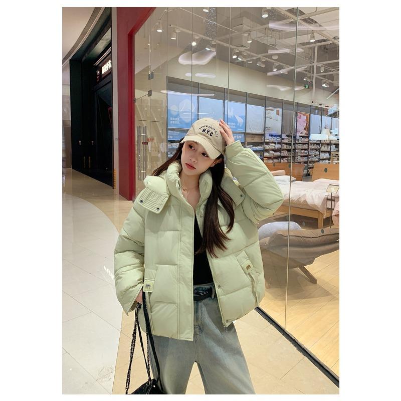 Down cotton-padded clothes for women's autumn and winter short large size loose cotton clothes for small people hooded warm casual jacket