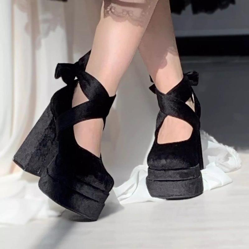 Designer Plateau Damen Mary Jane Schuhe Mode Elegant Kreuzriemen Dicke Absätze Schuhe Damen Pumps Schuh