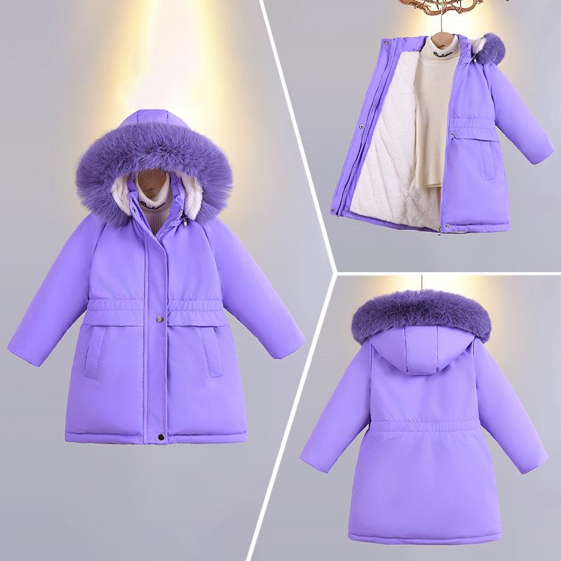 Children's Fashionable Cotton-padded Clothes with Fleece and Thickened Cotton-padded Jackets, Girls' Casual Down Cotton-padded Clothes