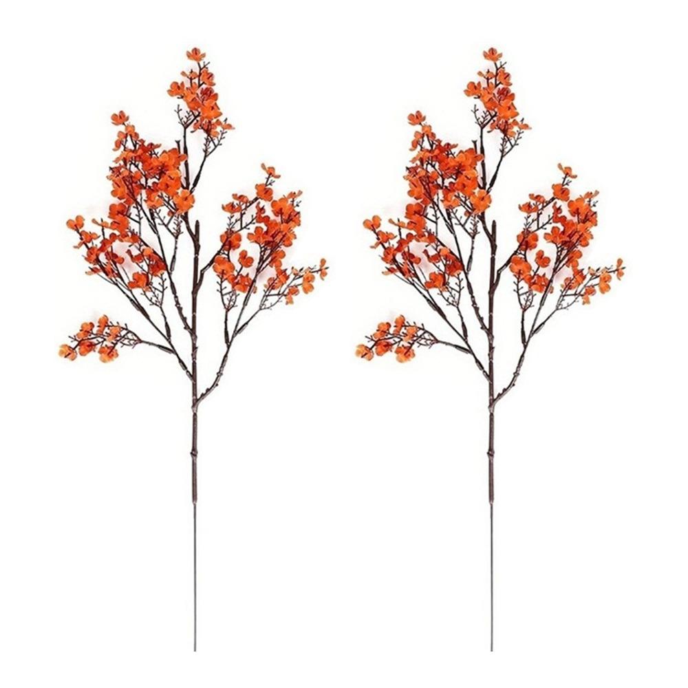 2pcs Silk Artificial Wintersweet Flower 5 Forks Long Branch Flower Branch Halloween Decor