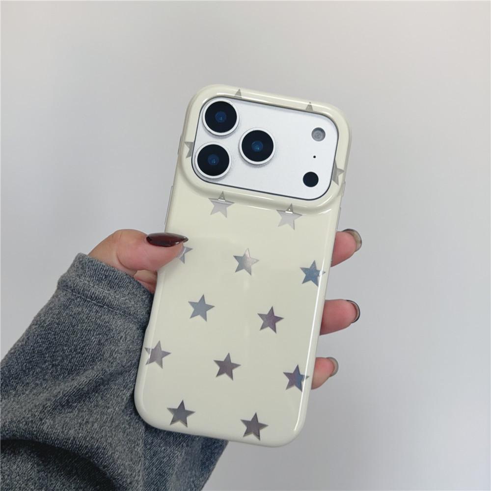 High-End Yellow Polka Dot Star Case for iPhone 17, 16 Pro Max, 15, 14 - Elegant Design for Women