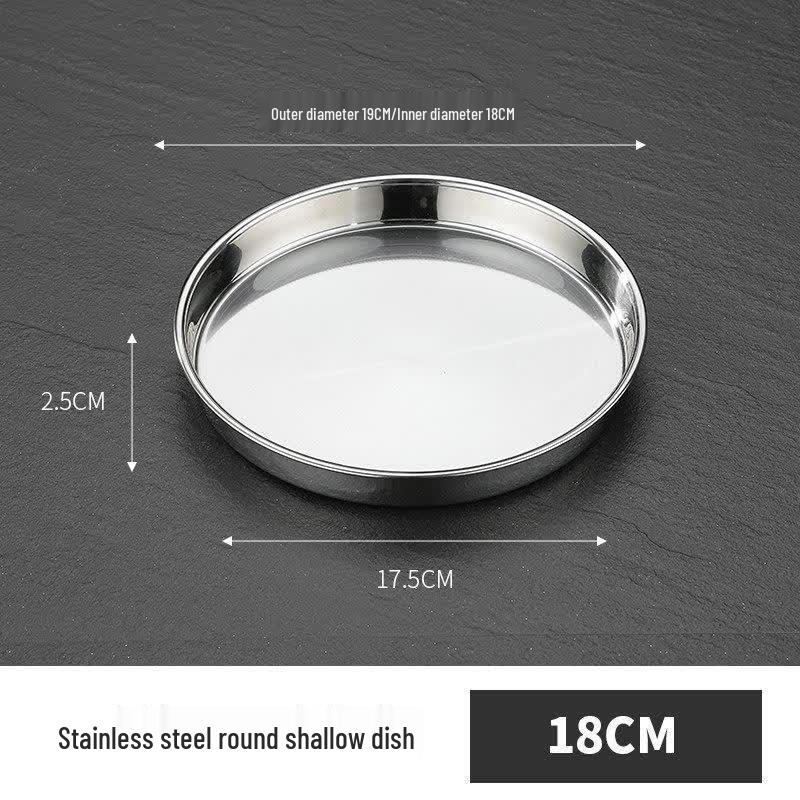 ZLIII 18cm Stainless Steel Round Shallow Plate