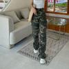 Mopping Casual Camouflage Jeans Women's American Sweet and Spicy Design Sense High Waist Straight Wide Leg Overalls Children