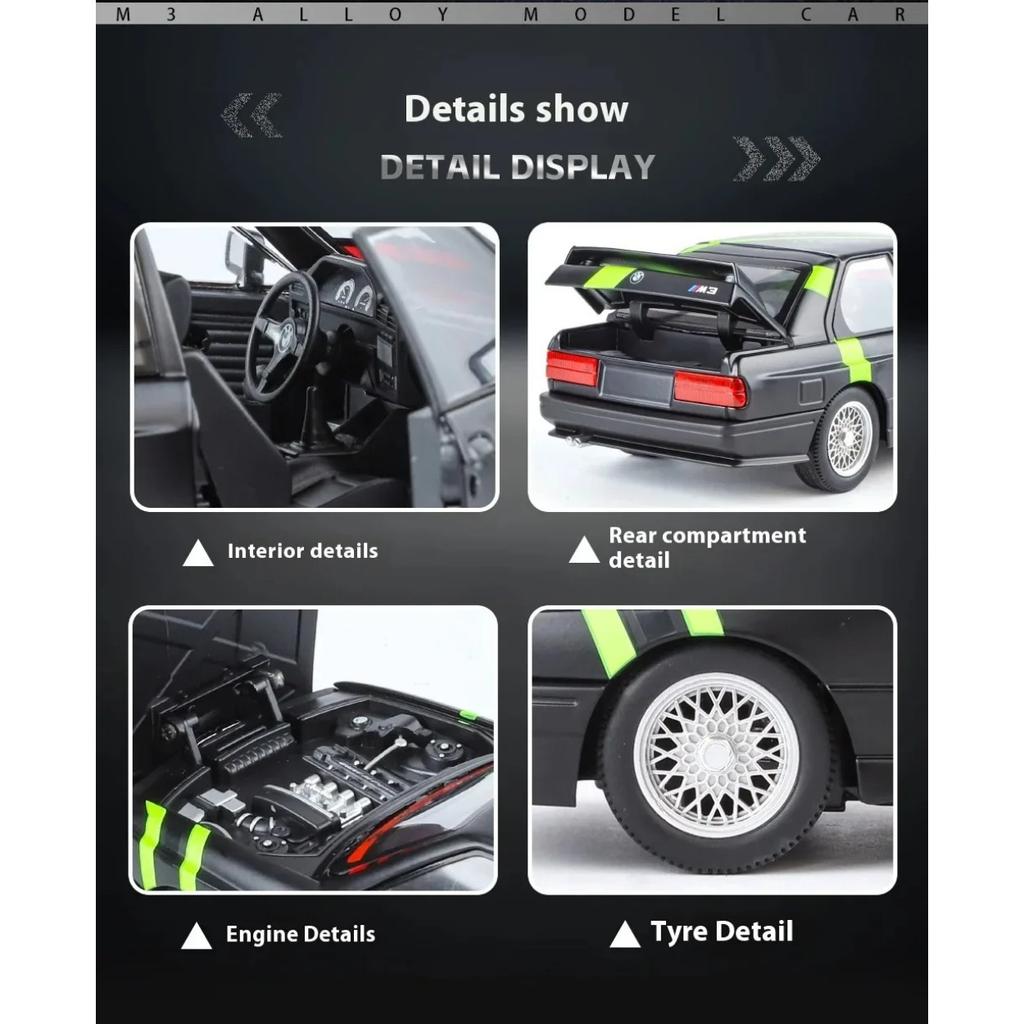 1/24 BMW M3 Sport EVO Alloy Sports Car Model Diecasts Metal Track Racing Car Vehicles Model Sound Light Simulation Kids Toy Gift