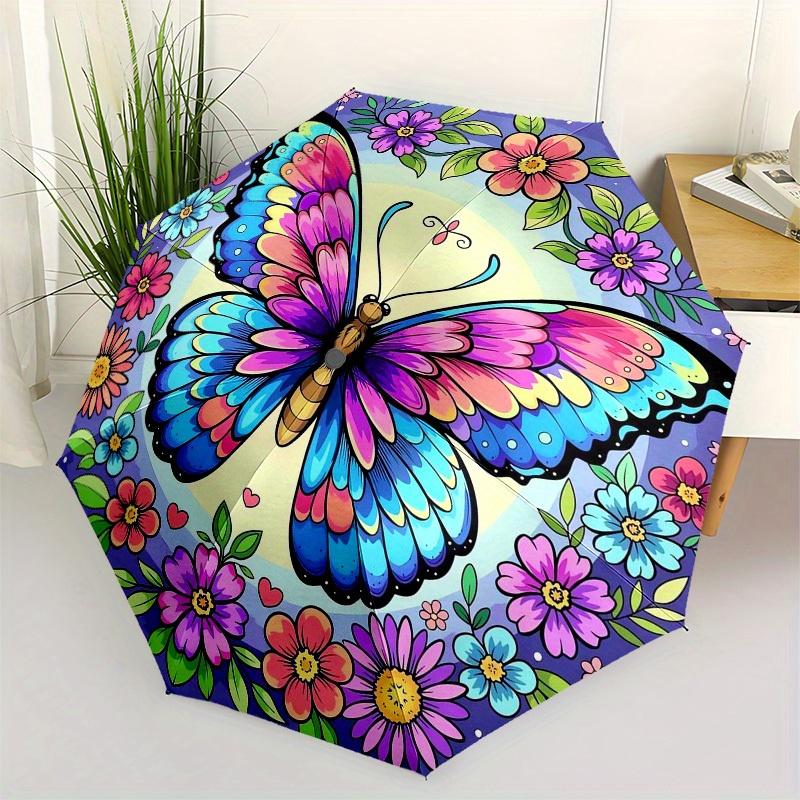 

1pc Colorful Butterfly Mandala Umbrella with Plastic Handle,Suitable for All Seasons Home Travel Outdoor UmbrellaB1907