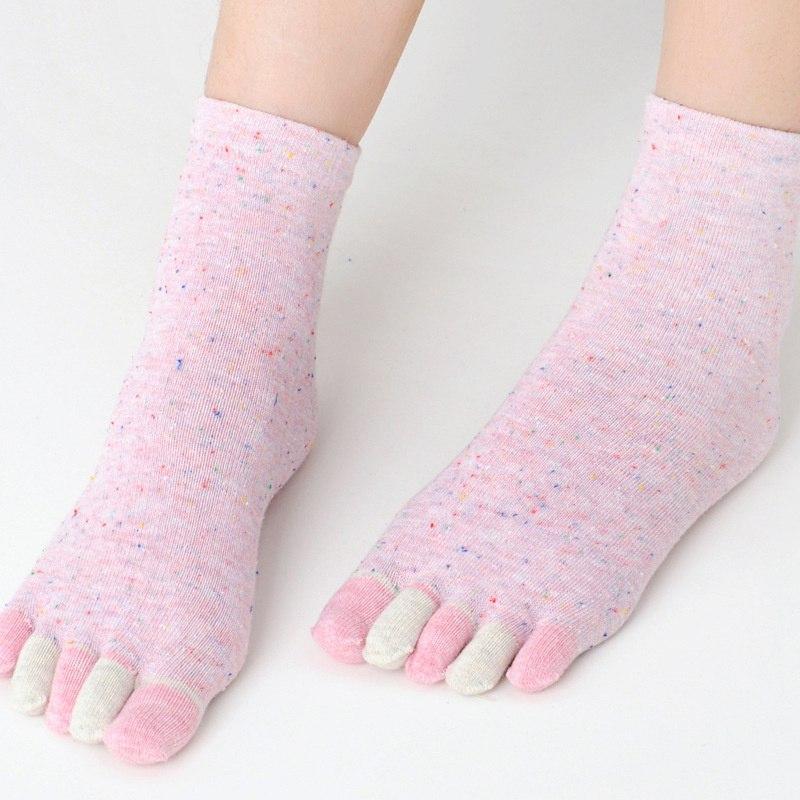 Toe Socks Women's Mid-Calf Sweat Pure Cotton Color Finger Spring