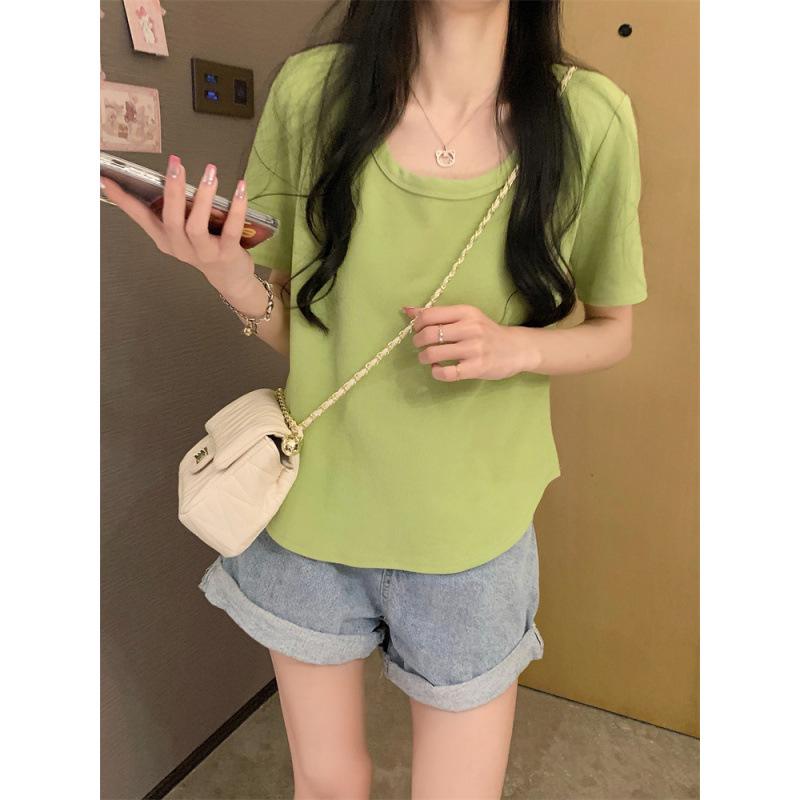 Plus Size Women's Summer Slimming Irregular Short Sleeve T-shirt - Loose, Stylish Belly Covering Top