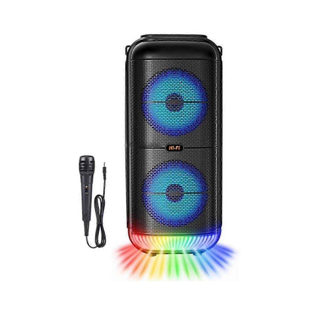 1200W Super Large Outdoor Bluetooth Speaker 6 Inch Double Horn Subwoofer Portable Wireless Column Bass Sound with Mic