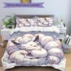 3pcs Nine Tailed Fox Cute Cartoon Design Printed Bedding Set, Soft and Comfortable Quilt Cover for Bedroom, Guest Room (1 Duvet Cover + 2 Pillowc