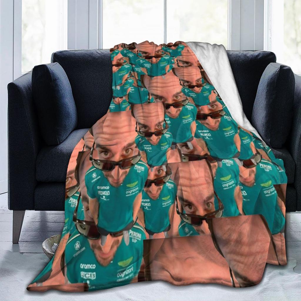 Fernando Alonso Roliga Huvudfiltar Fleece Textil Dekor Andningsbara Varma Plädfiltar för Säng Resa Matta Bit