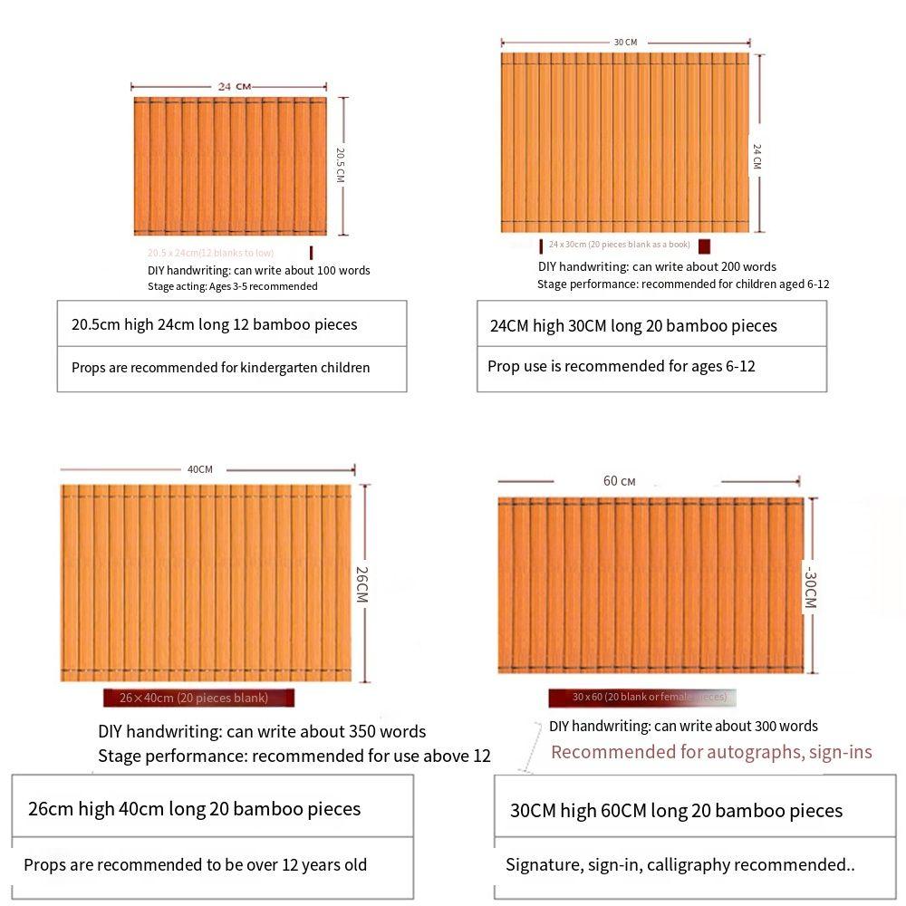 Ancient Style Calligraphy Practice Bamboo Book Creative Bamboo Slips Books Scroll  Study