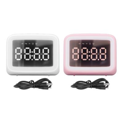 Alarm Clock Radio TF Card Music Player LED Night Light 2 Levels Brightness Mirror Electronic Alarm C