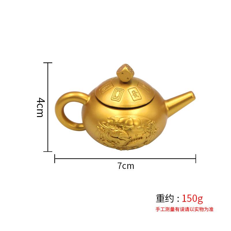 Brass Rotating Small Tea Pet Ornament Mahjong Artifact Copper Teapot Handle