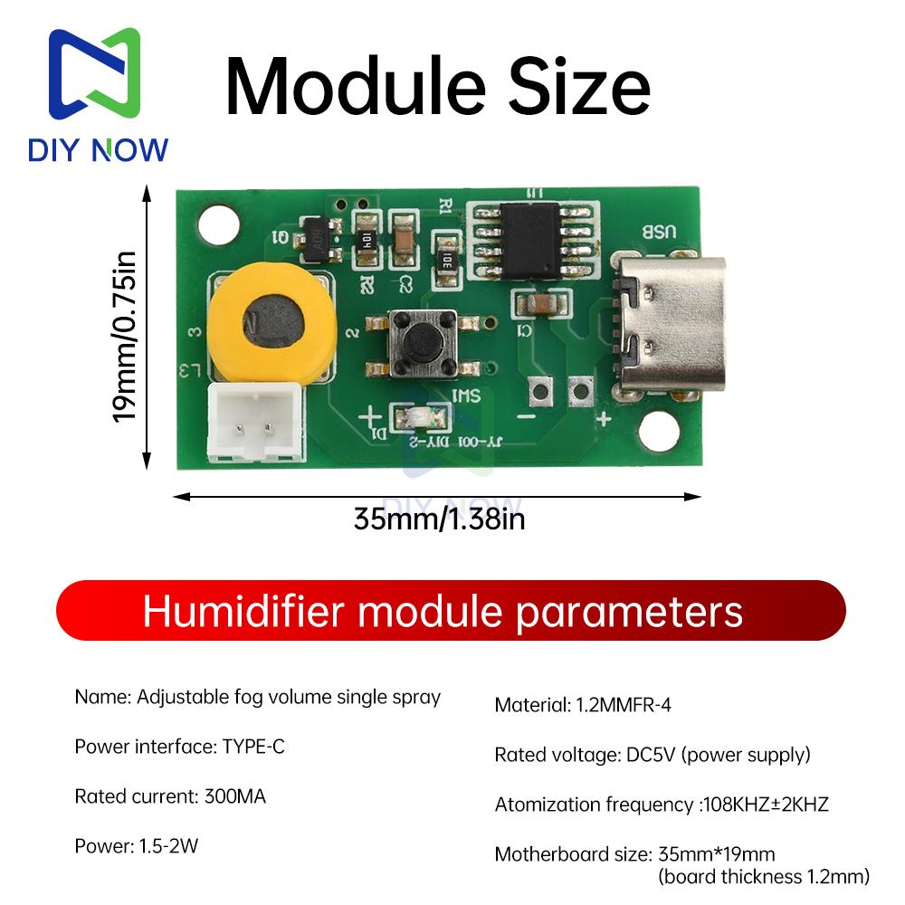 Type C Mini Humidifier DIY Kits Mist Maker and Driver Circuit Board Fogger Atomization Film Atomizer Sheet Mini Oscillating