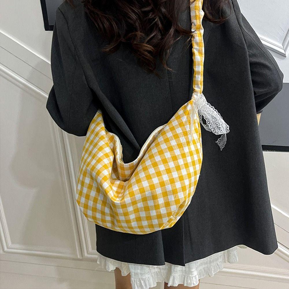 Korean Hobos Shoulder Bag Plaid Handbags Fashion Crossbody Bag  Female